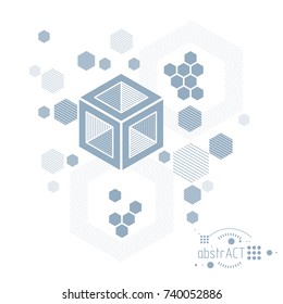 Mechanical engineering technology vector abstract background, cybernetic abstraction with innovative industrial schemes.