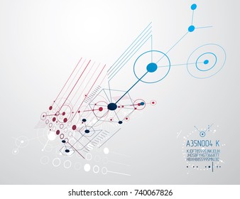Mechanical engineering technology vector abstract background, cybernetic abstraction with innovative industrial schemes.