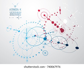 Mechanical engineering technology vector abstract background, cybernetic abstraction with innovative industrial schemes.