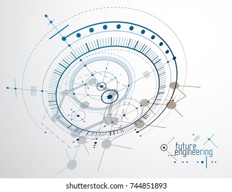 Mechanical engineering technology vector abstract background, cybernetic abstraction with innovative industrial schemes.