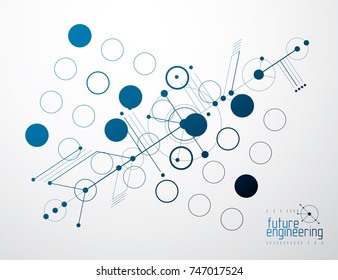 Mechanical engineering technology vector abstract background, cybernetic abstraction with innovative industrial schemes.