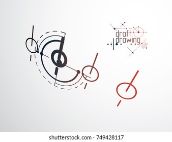 Mechanical engineering technology vector abstract background, cybernetic abstraction with innovative industrial schemes. Art graphic illustration.