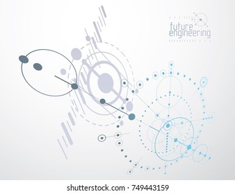 Mechanical engineering technology vector abstract background, cybernetic abstraction with innovative industrial schemes.