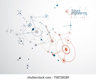 Mechanical engineering technology vector abstract background, cybernetic abstraction with innovative industrial schemes.