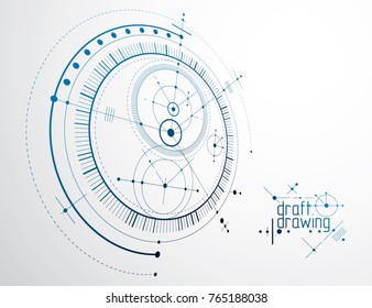 Mechanical engineering technology vector abstract background, cybernetic abstraction with innovative industrial schemes.