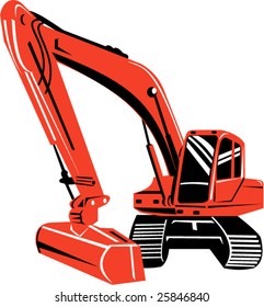 Mechanical excavator isolated on white