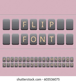  Mechanical Flip Board Panel Font. Vector Illustration.