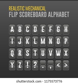Mechanical Flip Scoreboard Alphabet. Vector Font, Board Symbols. Vector EPS10