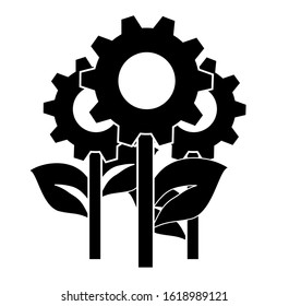 Mechanical flower.
Robotic technology flower gear icon. Element of robotic icon. EPS 10.  
Flat vector illustration  Isolated on white background