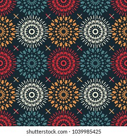 Mechanical flower symmetry seamless pattern. Suitable for screen, print and other media.