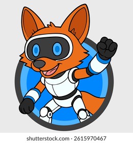 Mechanical Fox Robot Vector Logo Image