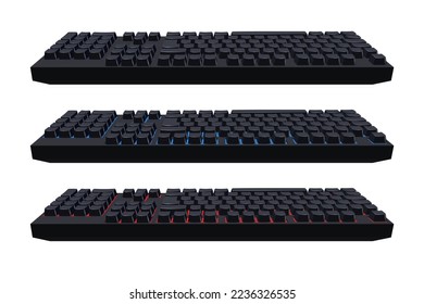 Mechanical and Gaming Keyboard Front View on Table Vector Illustration