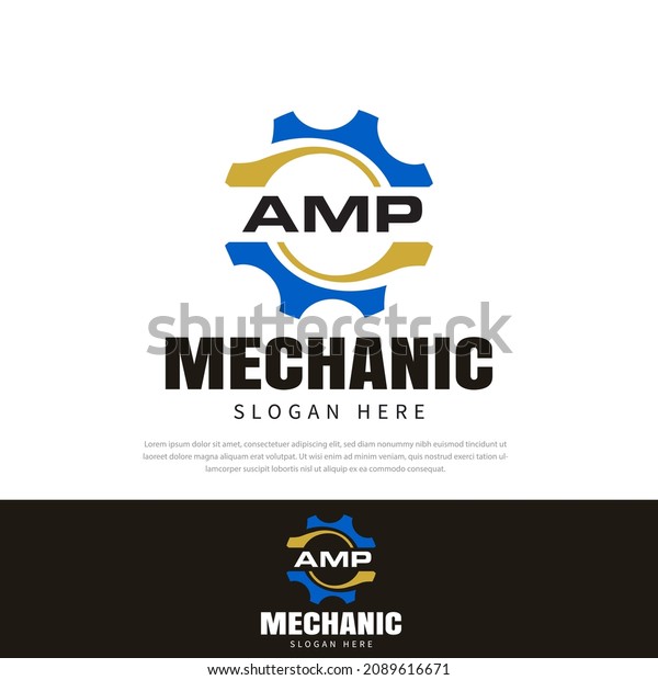 Mechanical Gear AMP design logo Template vectors,
symbols, icons