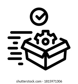 mechanical gear in box, fast delivery icon vector. mechanical gear in box, fast delivery sign. isolated contour symbol illustration