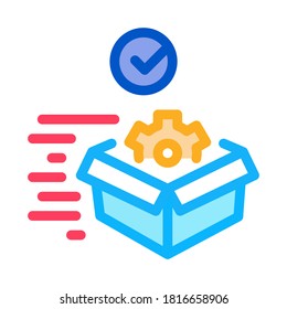 mechanical gear in box, fast delivery icon vector. mechanical gear in box, fast delivery sign. isolated contour symbol illustration