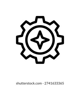 A mechanical gear featuring a spark indicating automated settings and smart maintenance