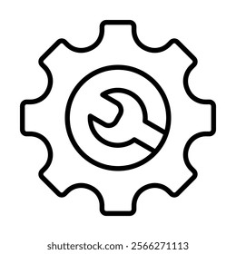 Mechanical Gear icon line vector illustration