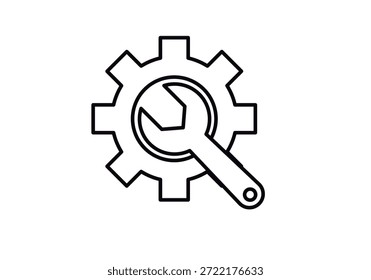 Icono de engranaje mecánico con una llave en el interior para conceptos de configuración y Asistencia técnica