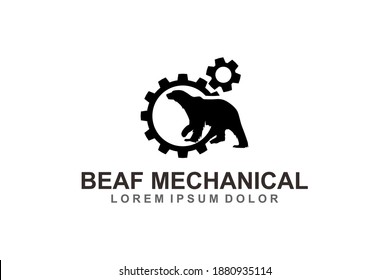 Icono técnico del logotipo de la industria de los aparejos mecánicos. Símbolo de oso.