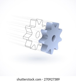 Mechanical gear object, abstract technological conceptual design. 