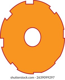 Mechanical Gear Oval Symbol. An abstract orange oval with gear-like edges, giving a mechanical and modern appearance.
