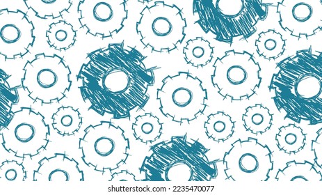 mechanical gear sketch hand drawing background illustration pattern
