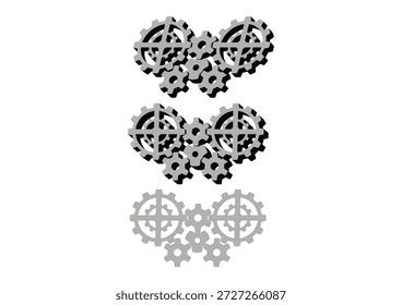 Mechanical gears and cogs set. Industrial engine parts icon or engineering concept background vector.
