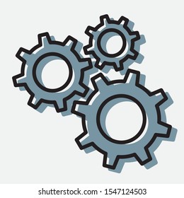 Mechanical Gears Cogwheels Icon, Engineering Cogwheels Clockwork, Gears in Engagement, Industry, Efficiency, Production Sign, Sketch Cogwheel Gear Mechanism, Working Together, Teamwork