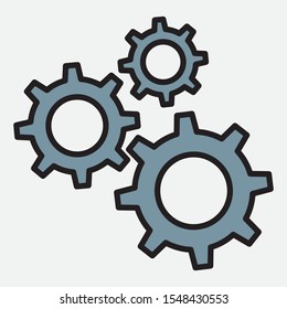 Mechanical Gears Cogwheels Icon, Engineering Cogwheels Clockwork, Gears in Engagement, Industry, Efficiency, Production Sign, Sketch Cogwheel Gear Mechanism, Working Together, Teamwork