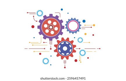 Mechanical gears. Gear wheel cogwheel icon. Technological design with geometric elements symbolizing industry and engineering processes. Vector gear icon