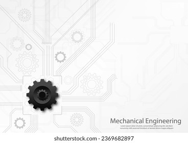 Mechanical Gears icon black and white tech background, cogwheel. Engineering industry elements, motor or clock circle with cogs. Machinery cogwheel gears illustration. Flat vector icons motion symbol.