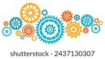 Mechanical gears illustration. Cooperation concept engine system with cog and gear