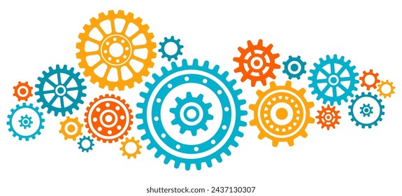 Mechanical gears illustration. Cooperation concept engine system with cog and gear