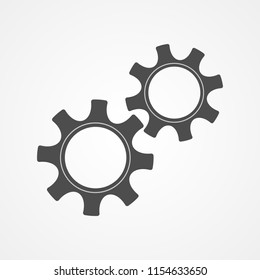 Mechanical gears vector illustration. Cooperation concept design element, black silhouette cog and gear signify human progress and people commucnication. Cogwheel graphic for web element