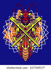 Mechanical grasshopper. Mech controlled by a pilot. Scratched metal armor robot. Mech Battle.