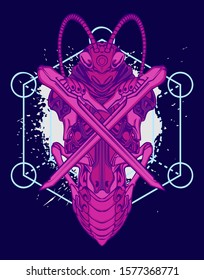 Mechanical grasshopper. Mech controlled by a pilot. Scratched metal armor robot. Mech Battle.