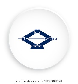 Mechanical hand car jack icon in neomorphism style on white background. Belt in repair shops. Increased lift. Lifting car to change wheels. Vector