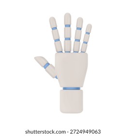 Mano mecánica de robot, brazo robótico o prótesis biónicas para personas después de la amputación. Vector aislado icono realista, tecnologías innovadoras modernas. Gesticulando y mostrando su gesto de saludo