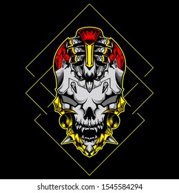 Mechanical Head Skull Cyberpunk Geometry
