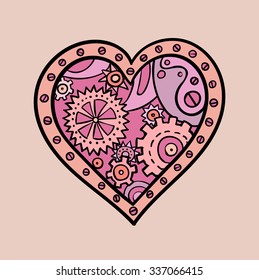Mechanical heart with gears and cogs