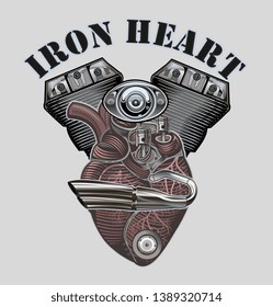 Mechanical heart. Motor power. Anatomic mechanic heart 