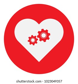 Mechanical heart symbol. Vector icon.
