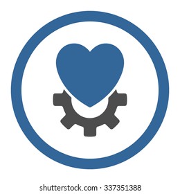 Mechanical Heart vector icon. Style is bicolor flat rounded symbol, cobalt and gray colors, rounded angles, white background.