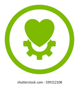 Mechanical Heart vector icon. Style is flat rounded symbol, eco green color, rounded angles, white background.