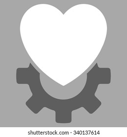 Mechanical Heart vector icon. Style is bicolor flat symbol, dark gray and white colors, rounded angles, silver background.
