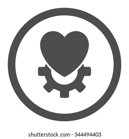 Mechanical Heart vector icon. Style is flat rounded symbol, gray color, rounded angles, white background.