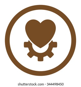 Mechanical Heart vector icon. Style is flat rounded symbol, brown color, rounded angles, white background.