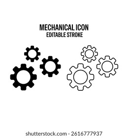 Mechanical Icon Black with White Background Flat Design Vector Illustration