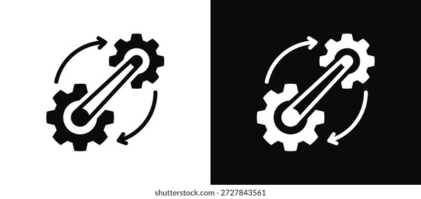 Mechanical Icon Set Black And White