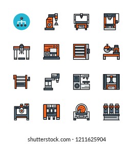mechanical icon set. vector set about gear and industrial robot icons set.
